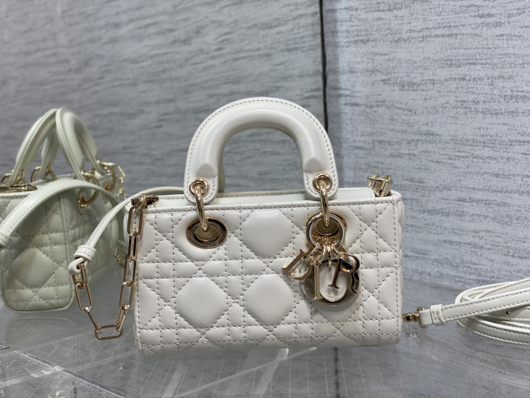 Micro Lady D-Joy Bag Latte Cannage Lambskin